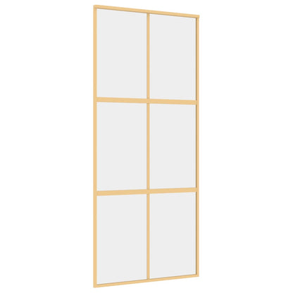 Porta Scorrevole Dorata 90x205 Vetro Trasparente ESG Alluminio