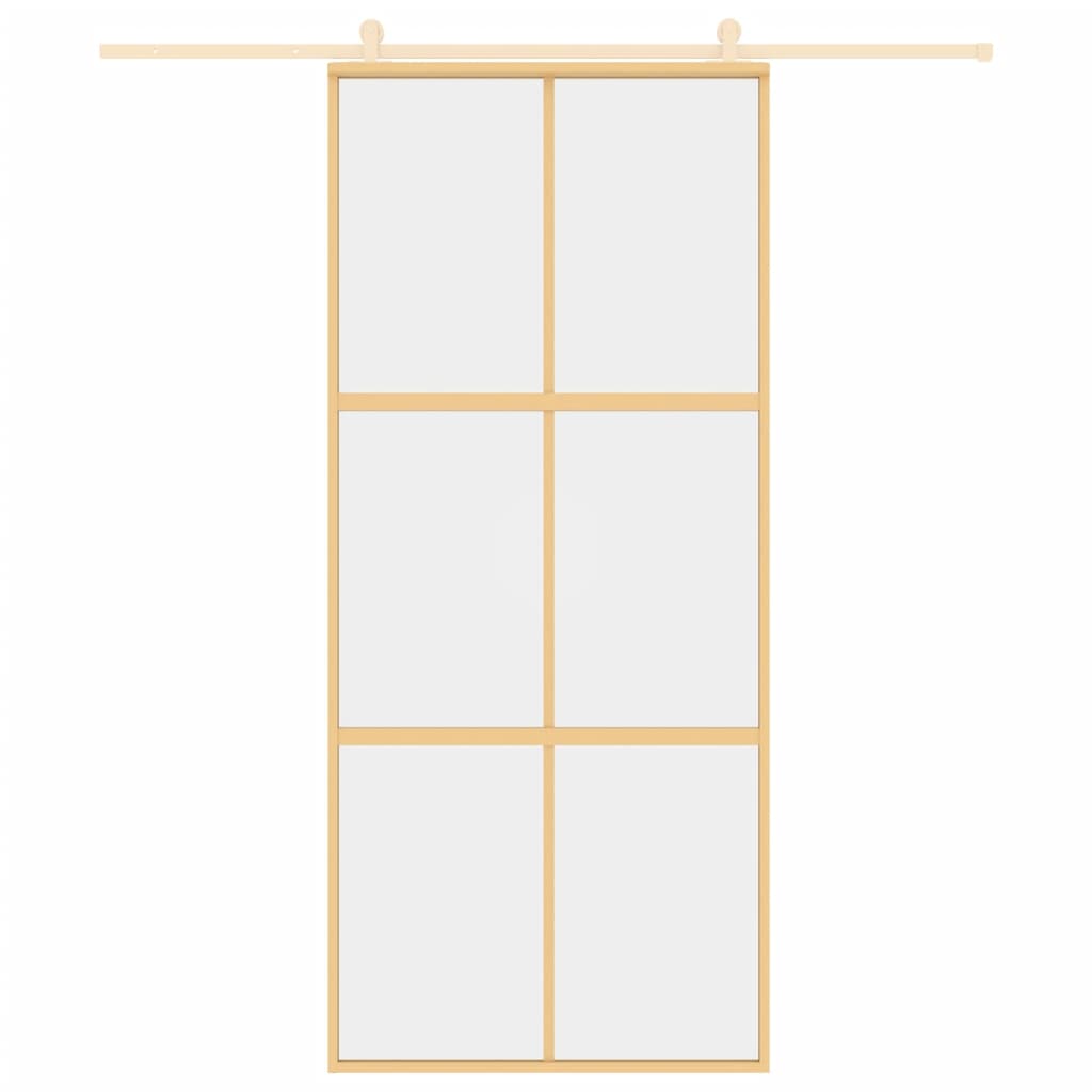 Porta Scorrevole Dorata 90x205 Vetro Trasparente ESG Alluminio