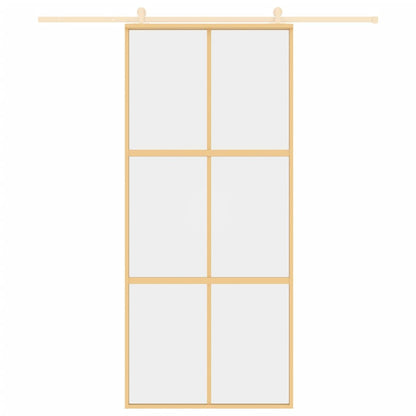 Porta Scorrevole Dorata 90x205 Vetro Trasparente ESG Alluminio