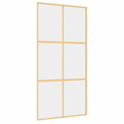 Porta Scorrevole Oro 102,5x205 Vetro Trasparente ESG Alluminio