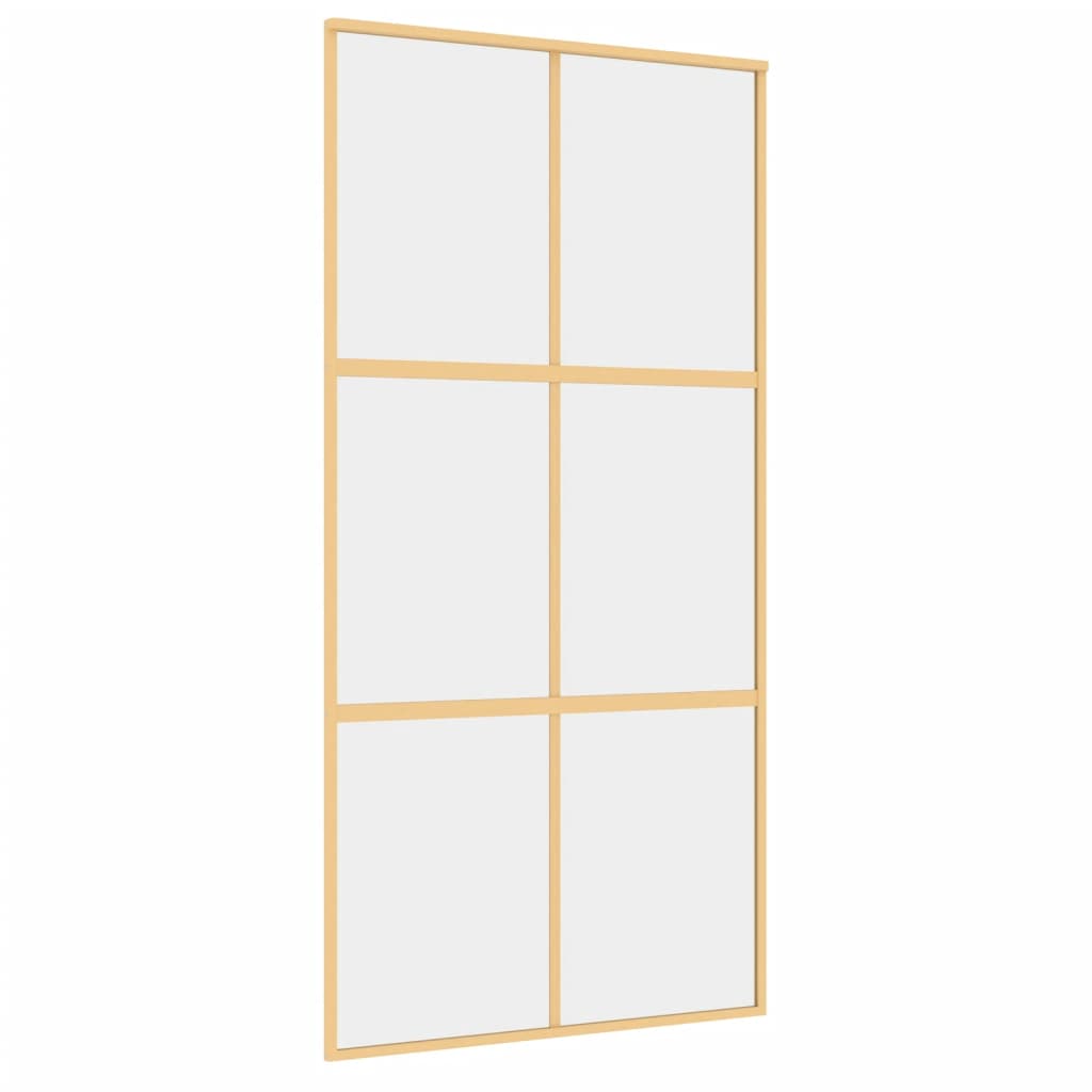 Porta Scorrevole Oro 102,5x205 Vetro Trasparente ESG Alluminio