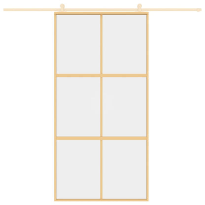 Porta Scorrevole Oro 102,5x205 Vetro Trasparente ESG Alluminio