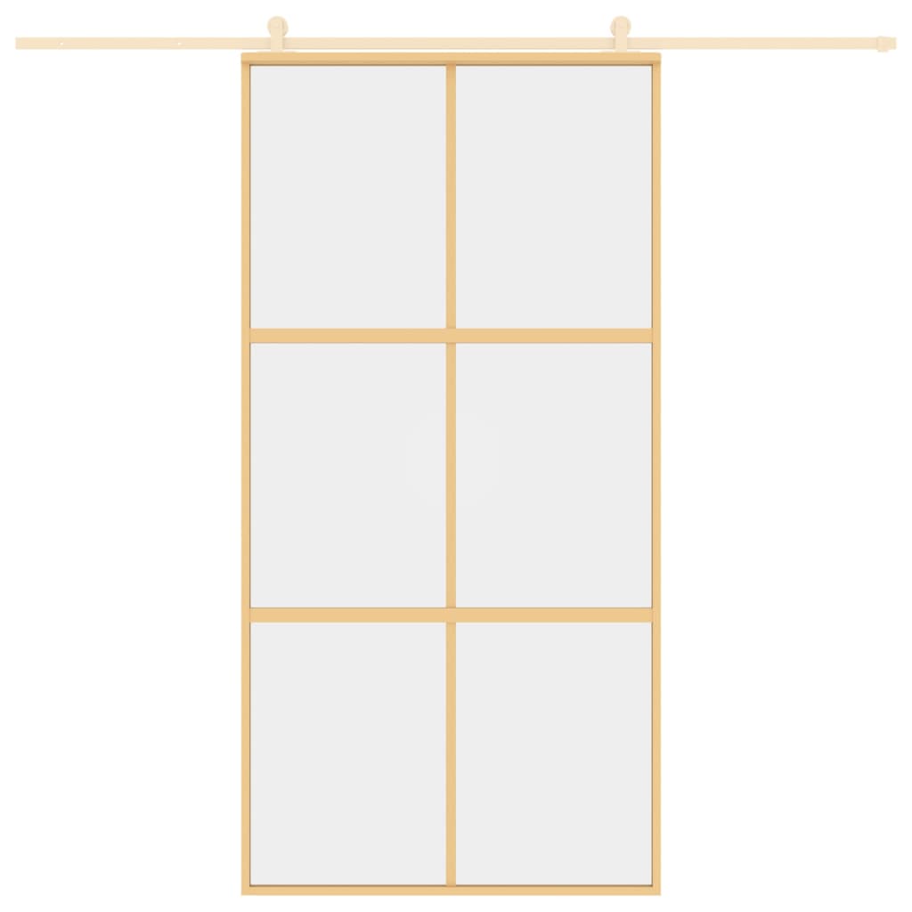 Porta Scorrevole Oro 102,5x205 Vetro Trasparente ESG Alluminio