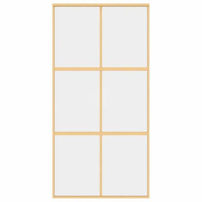 Porta Scorrevole Oro 102,5x205 Vetro Trasparente ESG Alluminio