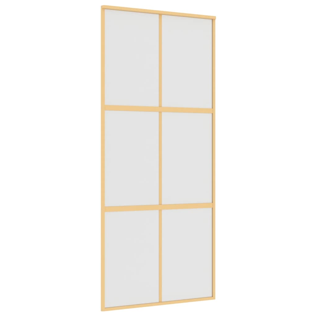 Porta Scorrevole Dorata 90x205 Vetro Smerigliato ESG Alluminio