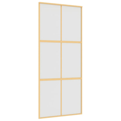 Porta Scorrevole Dorata 90x205 Vetro Smerigliato ESG Alluminio