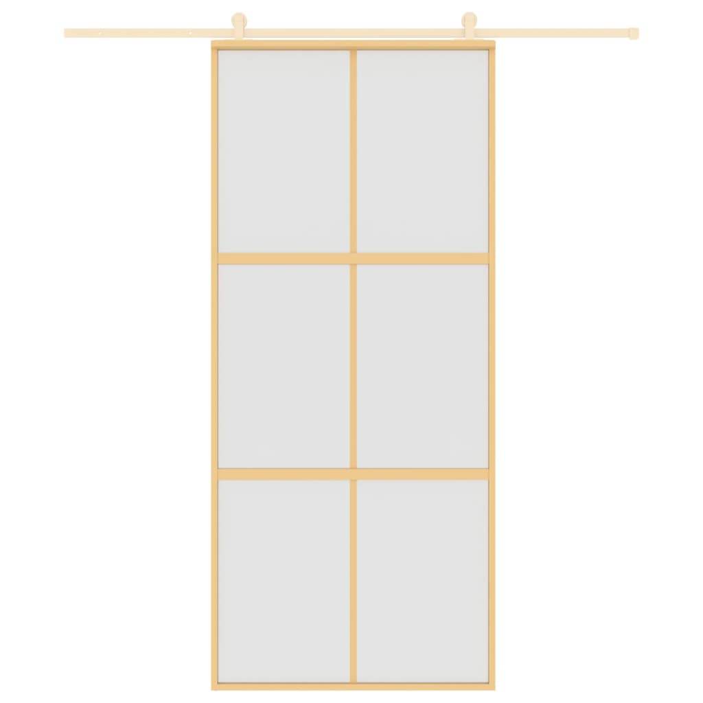 Porta Scorrevole Dorata 90x205 Vetro Smerigliato ESG Alluminio