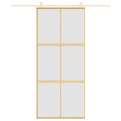 Porta Scorrevole Dorata 90x205 Vetro Smerigliato ESG Alluminio