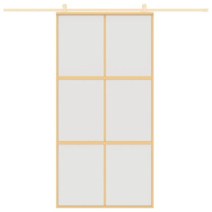 Porta Scorrevole Oro 102,5x205 Vetro Smerigliato ESG Alluminio