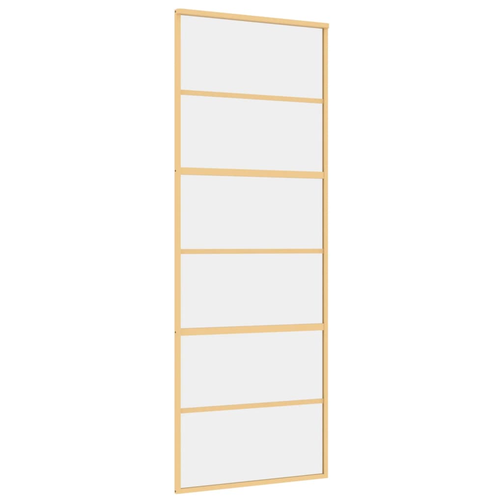 Porta Scorrevole Dorata 76x205 Vetro Trasparente ESG Alluminio