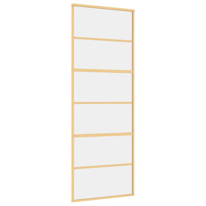 Porta Scorrevole Dorata 76x205 Vetro Trasparente ESG Alluminio