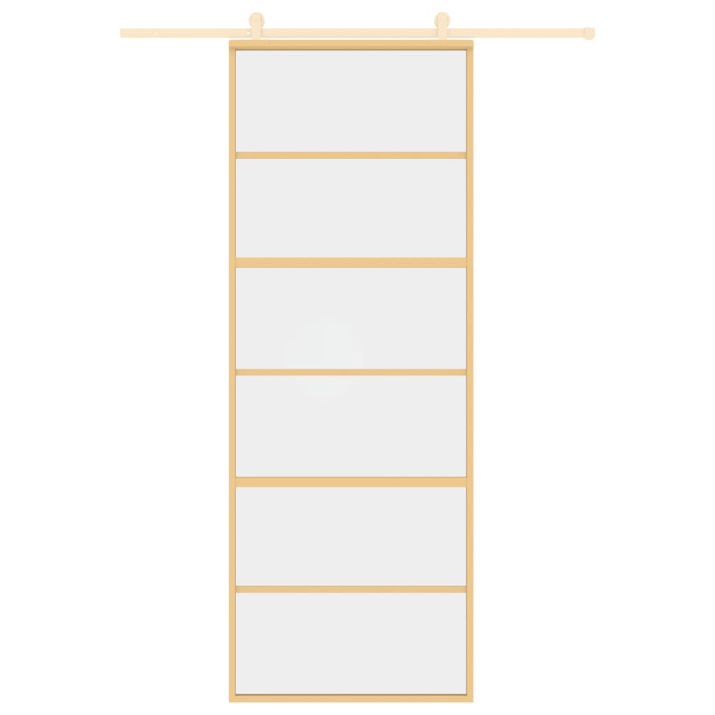 Porta Scorrevole Dorata 76x205 Vetro Trasparente ESG Alluminio