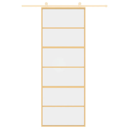 Porta Scorrevole Dorata 76x205 Vetro Trasparente ESG Alluminio