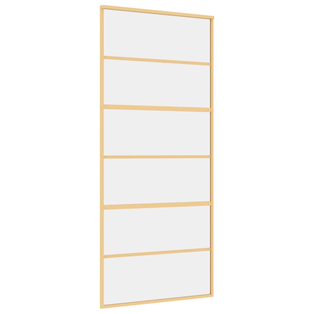 Porta Scorrevole Dorata 90x205 Vetro Trasparente ESG Alluminio