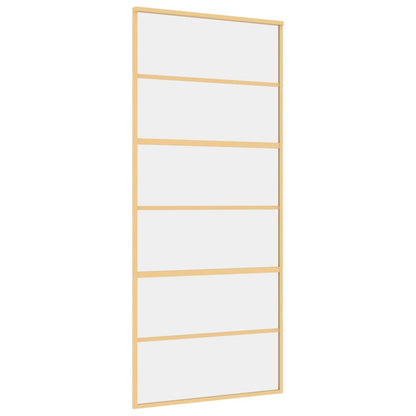 Porta Scorrevole Dorata 90x205 Vetro Trasparente ESG Alluminio