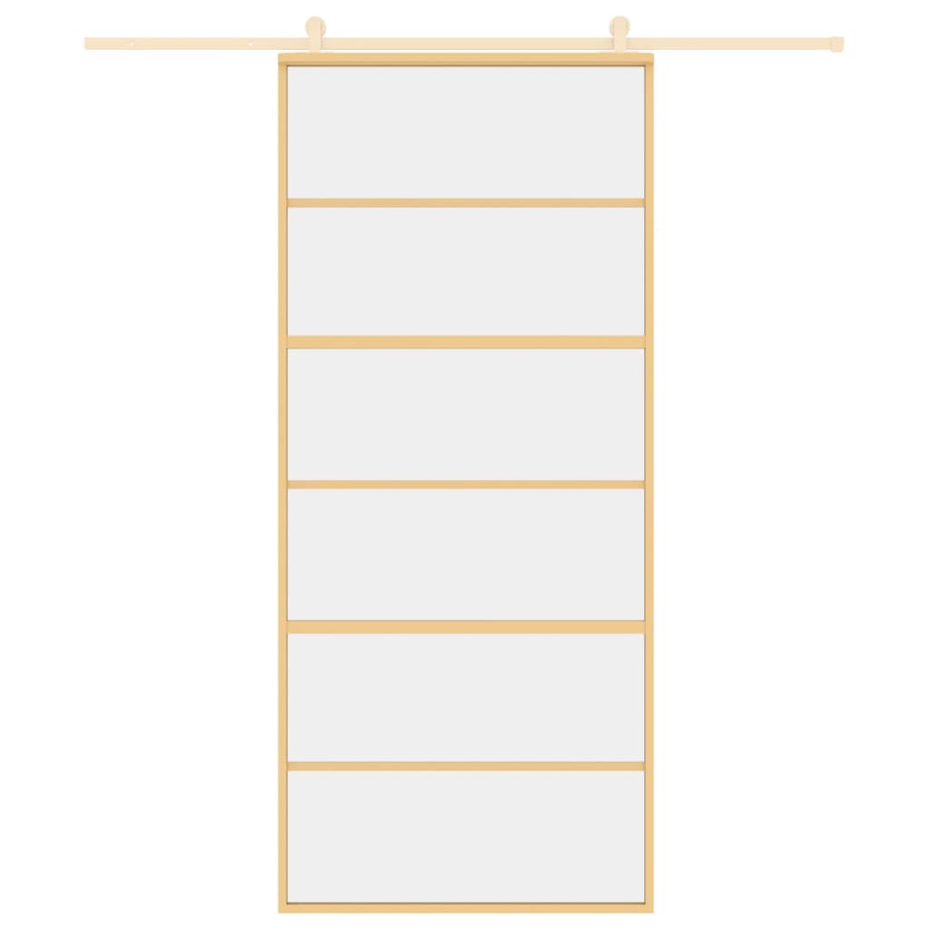Porta Scorrevole Dorata 90x205 Vetro Trasparente ESG Alluminio