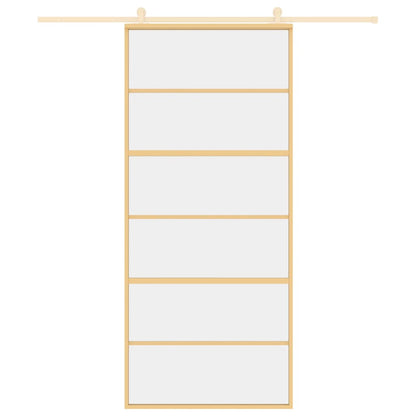 Porta Scorrevole Dorata 90x205 Vetro Trasparente ESG Alluminio