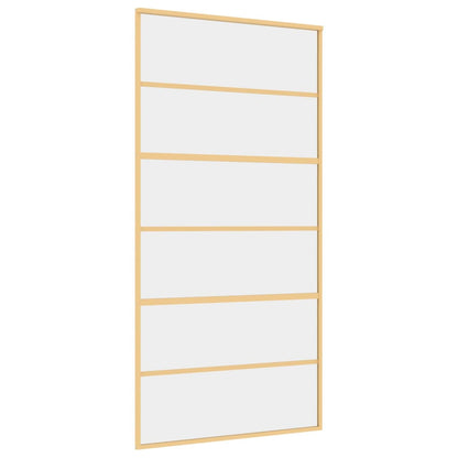 Porta Scorrevole Oro 102,5x205 Vetro Trasparente ESG Alluminio