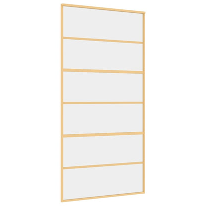 Porta Scorrevole Oro 102,5x205 Vetro Trasparente ESG Alluminio