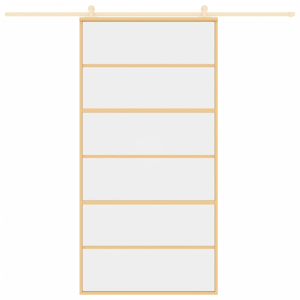 Porta Scorrevole Oro 102,5x205 Vetro Trasparente ESG Alluminio