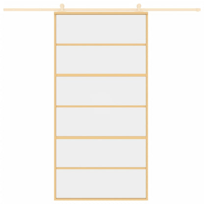 Porta Scorrevole Oro 102,5x205 Vetro Trasparente ESG Alluminio