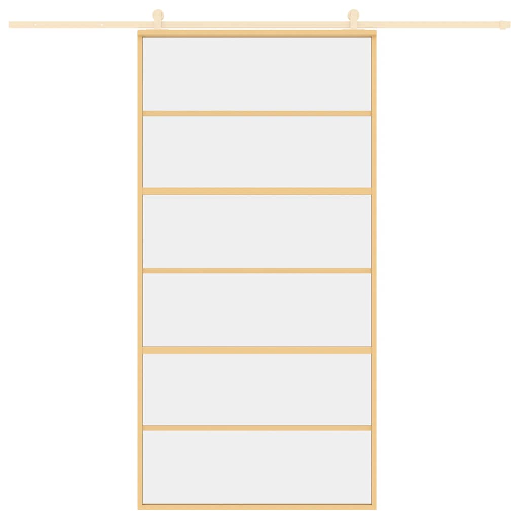 Porta Scorrevole Oro 102,5x205 Vetro Trasparente ESG Alluminio