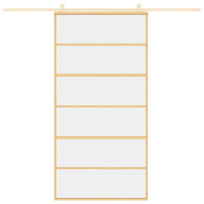 Porta Scorrevole Oro 102,5x205 Vetro Trasparente ESG Alluminio