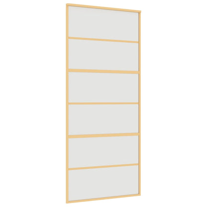 Porta Scorrevole Dorata 90x205 Vetro Smerigliato ESG Alluminio
