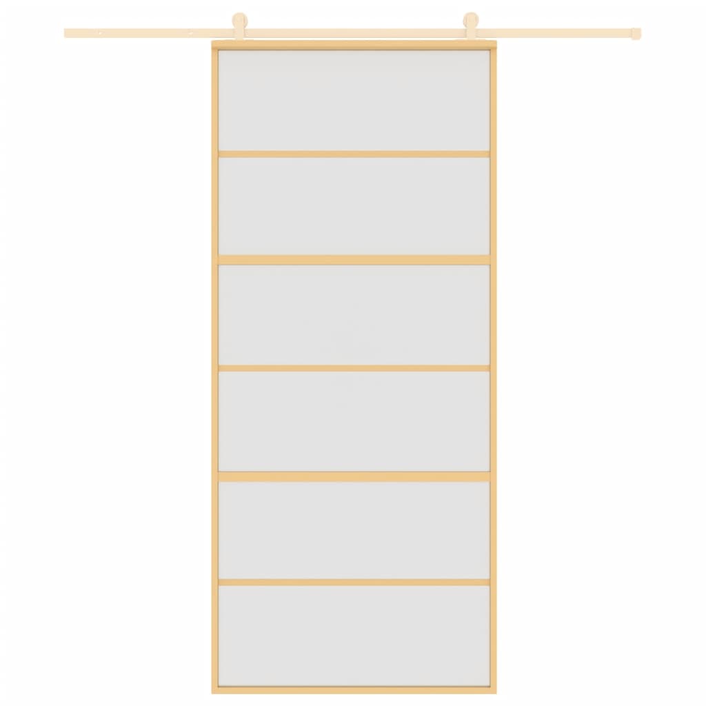 Porta Scorrevole Dorata 90x205 Vetro Smerigliato ESG Alluminio