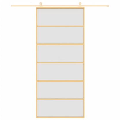 Porta Scorrevole Dorata 90x205 Vetro Smerigliato ESG Alluminio