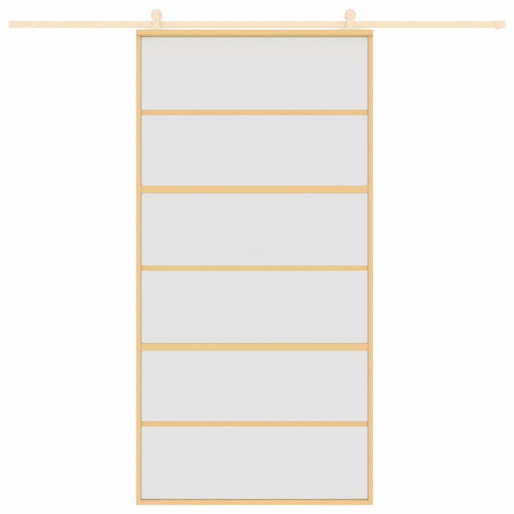 Porta Scorrevole Oro 102,5x205 Vetro Smerigliato ESG Alluminio