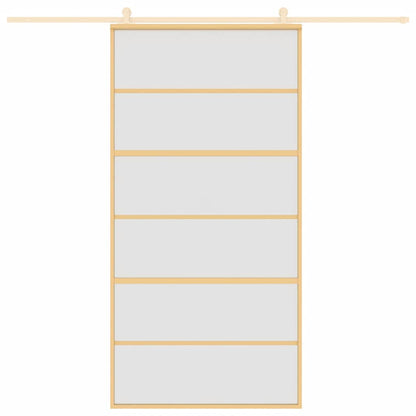 Porta Scorrevole Oro 102,5x205 Vetro Smerigliato ESG Alluminio