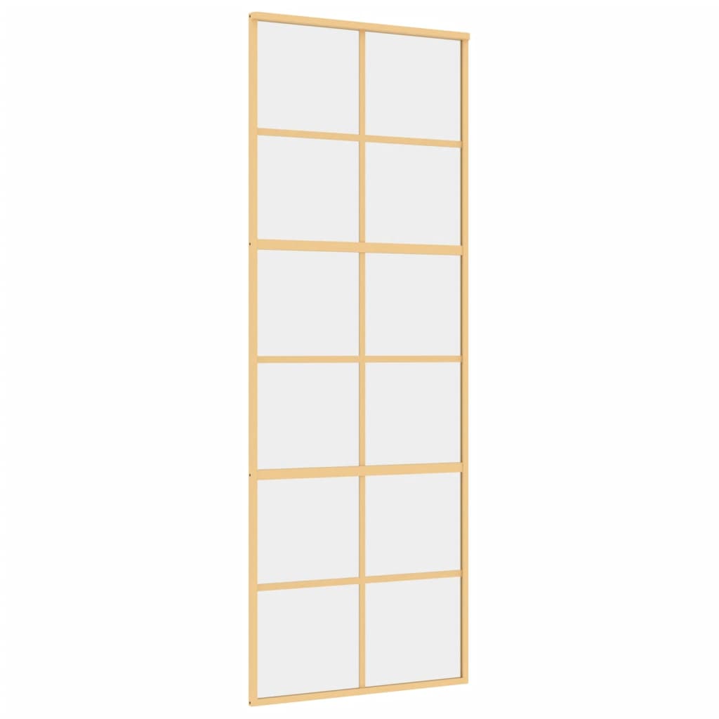 Porta Scorrevole Dorata 76x205 Vetro Trasparente ESG Alluminio