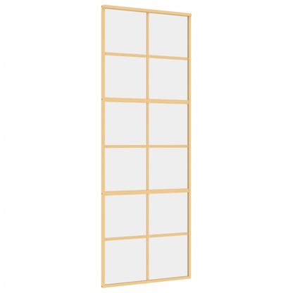 Porta Scorrevole Dorata 76x205 Vetro Trasparente ESG Alluminio