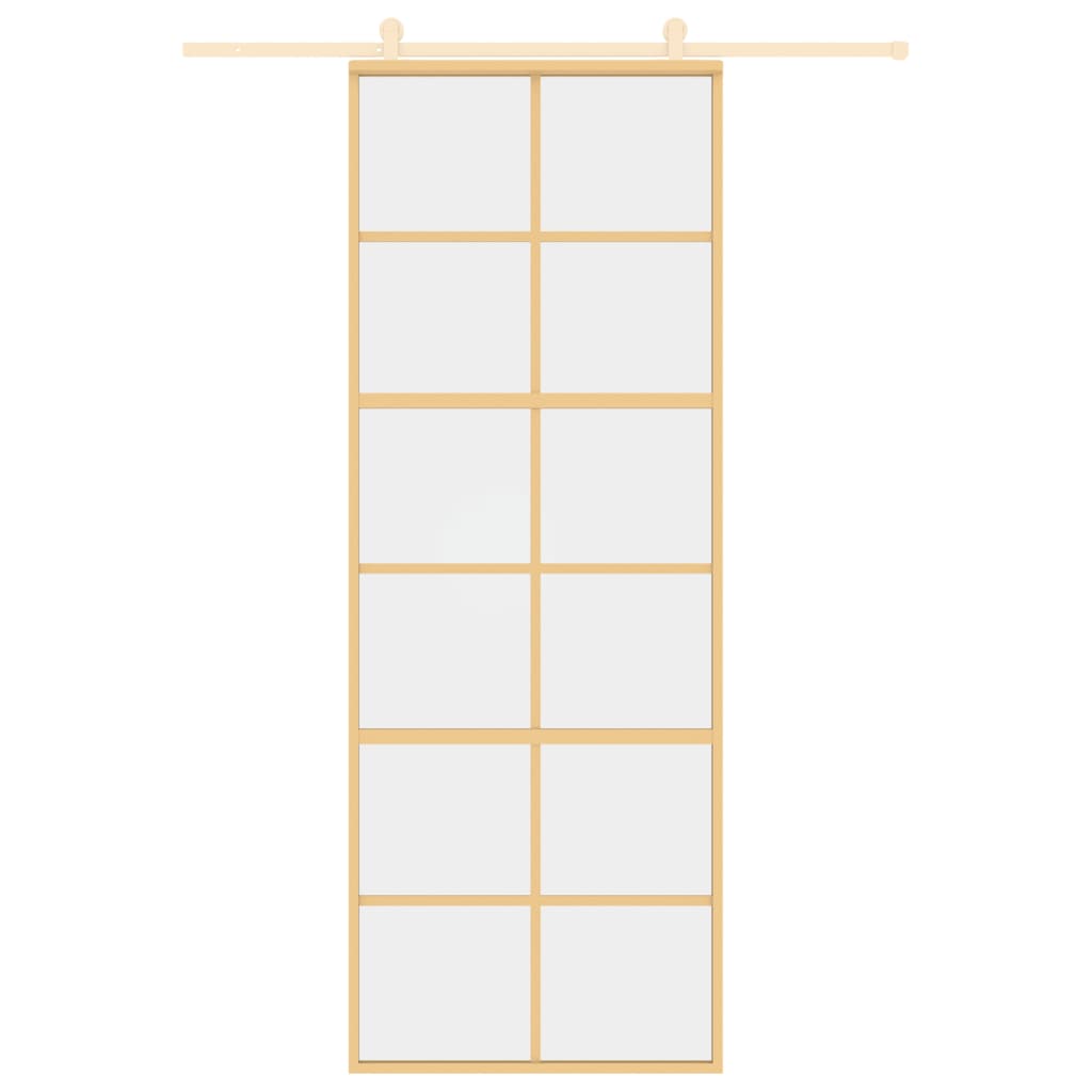 Porta Scorrevole Dorata 76x205 Vetro Trasparente ESG Alluminio