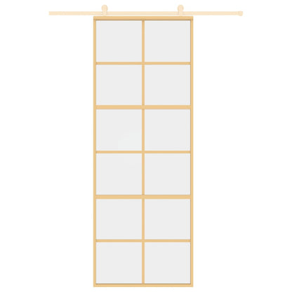 Porta Scorrevole Dorata 76x205 Vetro Trasparente ESG Alluminio