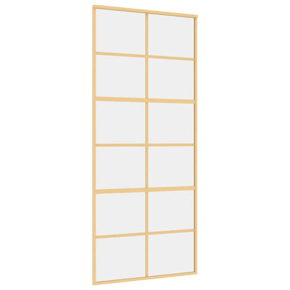 Porta Scorrevole Dorata 90x205 Vetro Trasparente ESG Alluminio