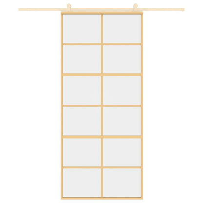 Porta Scorrevole Dorata 90x205 Vetro Trasparente ESG Alluminio