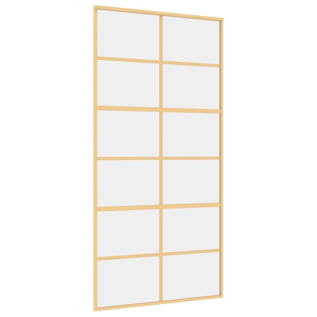 Porta Scorrevole Oro 102,5x205 Vetro Trasparente ESG Alluminio