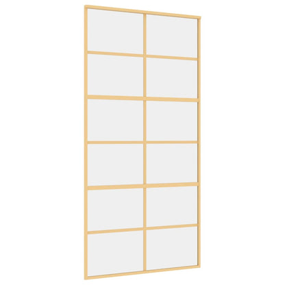 Porta Scorrevole Oro 102,5x205 Vetro Trasparente ESG Alluminio