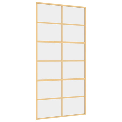 Porta Scorrevole Oro 102,5x205 Vetro Trasparente ESG Alluminio