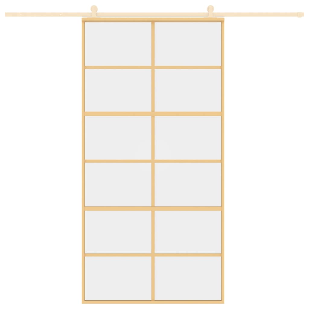 Porta Scorrevole Oro 102,5x205 Vetro Trasparente ESG Alluminio