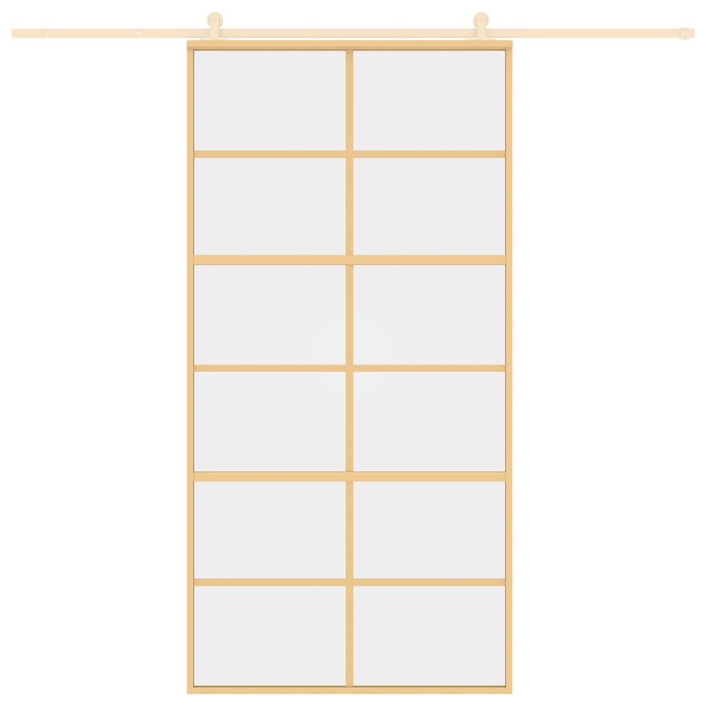Porta Scorrevole Oro 102,5x205 Vetro Trasparente ESG Alluminio