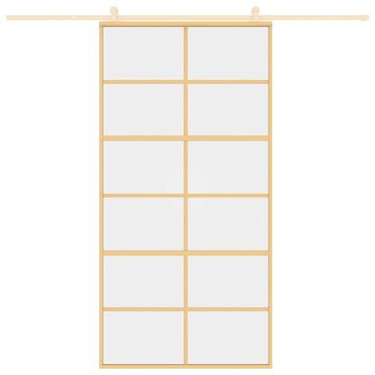 Porta Scorrevole Oro 102,5x205 Vetro Trasparente ESG Alluminio
