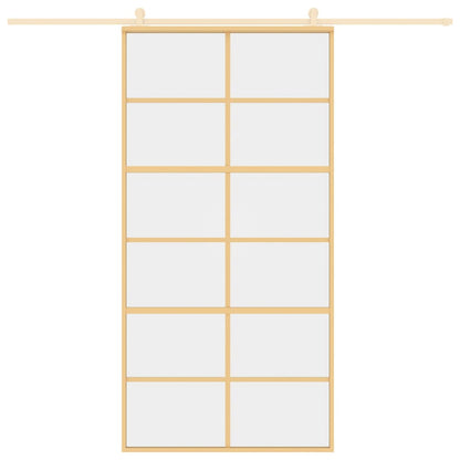 Porta Scorrevole Oro 102,5x205 Vetro Trasparente ESG Alluminio