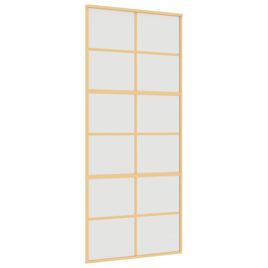 Porta Scorrevole Dorata 90x205 Vetro Smerigliato ESG Alluminio