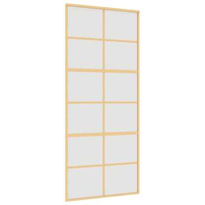 Porta Scorrevole Dorata 90x205 Vetro Smerigliato ESG Alluminio