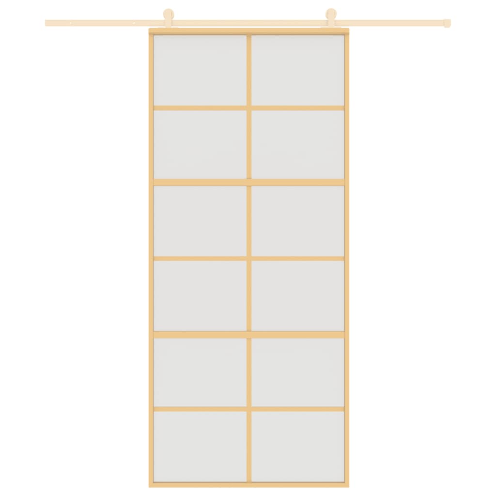Porta Scorrevole Dorata 90x205 Vetro Smerigliato ESG Alluminio