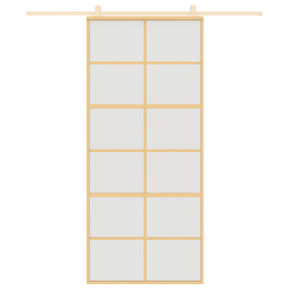 Porta Scorrevole Dorata 90x205 Vetro Smerigliato ESG Alluminio