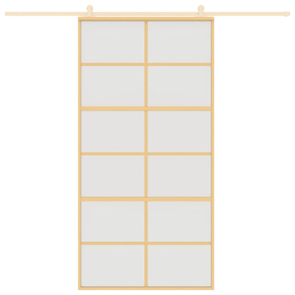 Porta Scorrevole Oro 102,5x205 Vetro Smerigliato ESG Alluminio